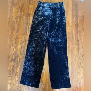 Black crushed velvet pants